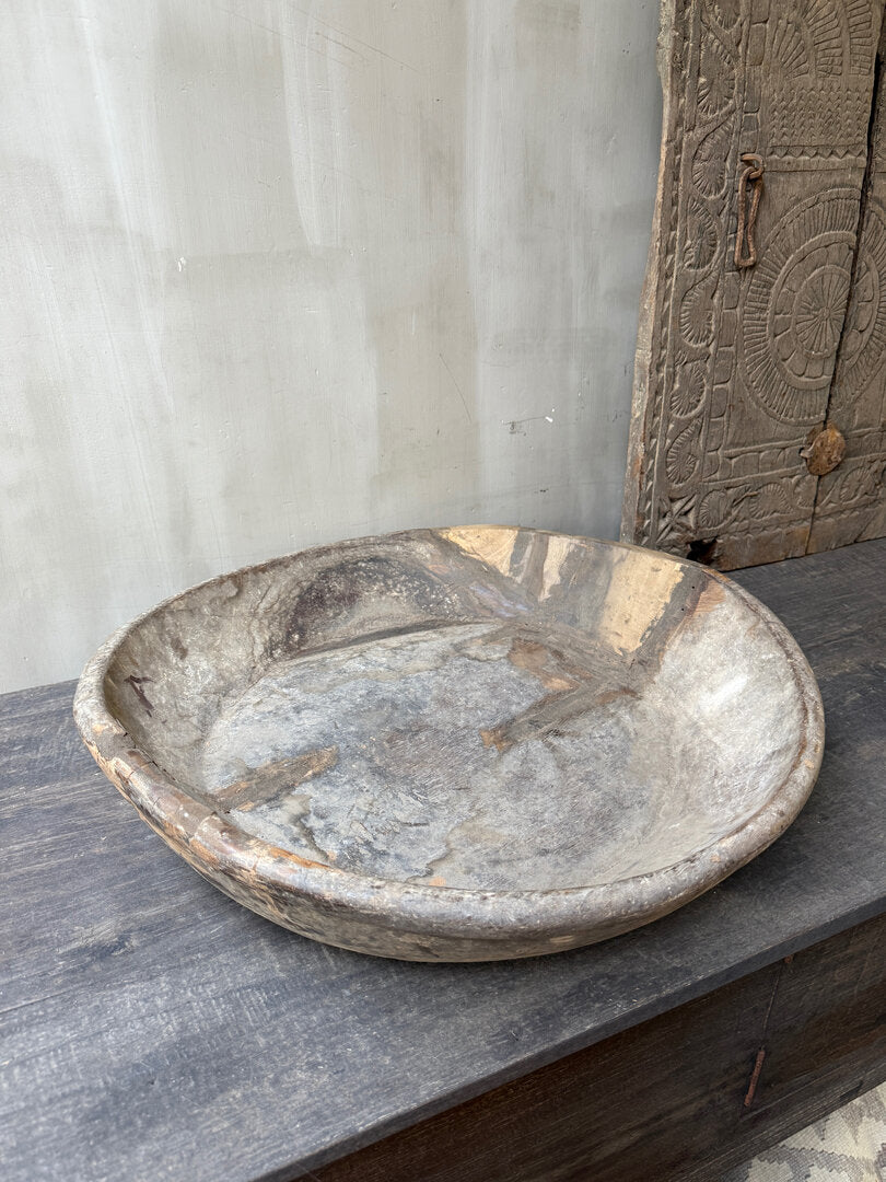 Oude houten schaal / bak xl - My Sober Home