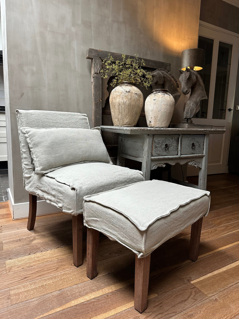 Linnen eetkamer stoel taupe - My Sober Home