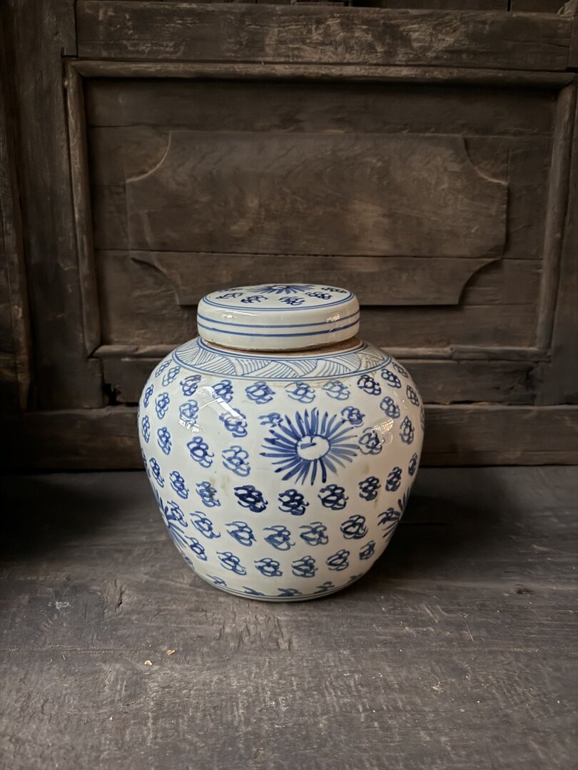 Antieke Chinese gemberpot met deksel - My Sober Home