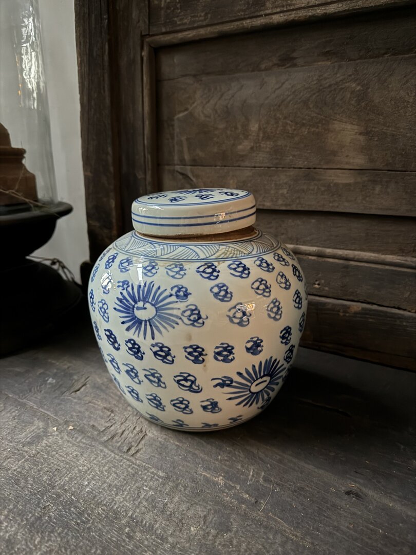 Antieke Chinese gemberpot met deksel - My Sober Home
