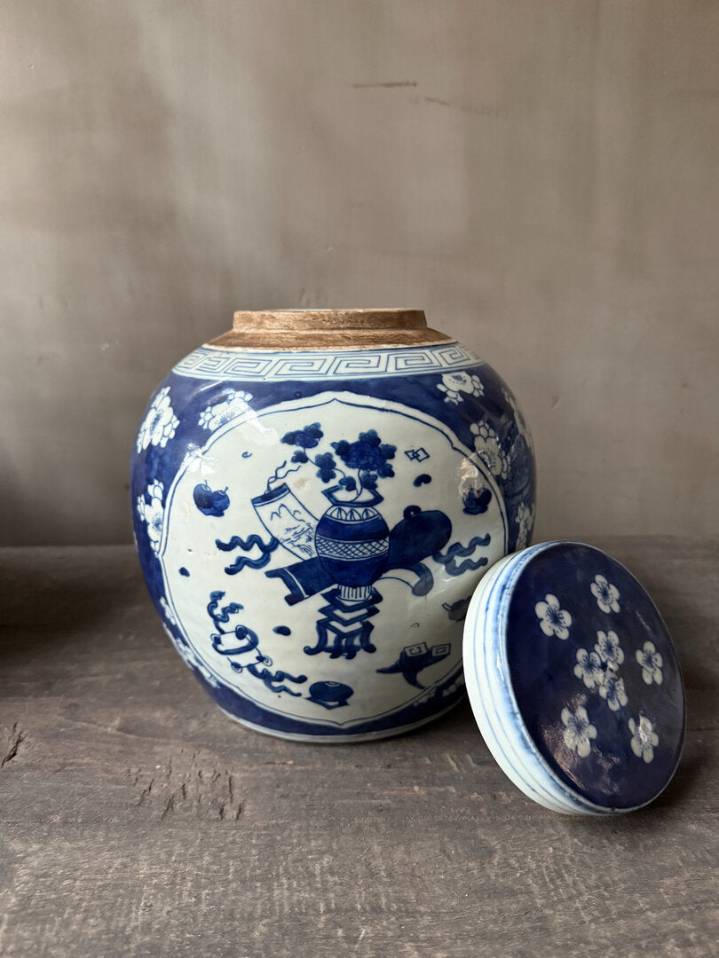 Antieke Chinese gember pot met deksel