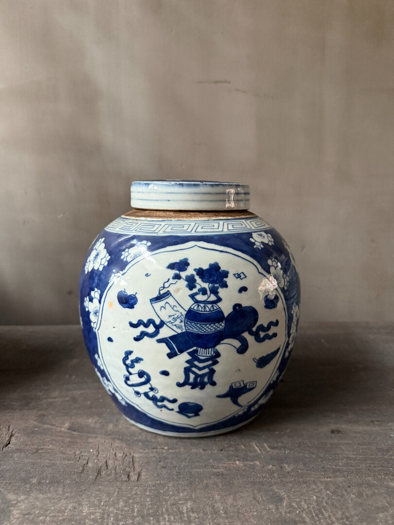 Antieke Chinese gember pot met deksel