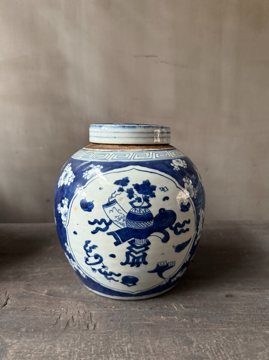 Antieke Chinese gember pot met deksel