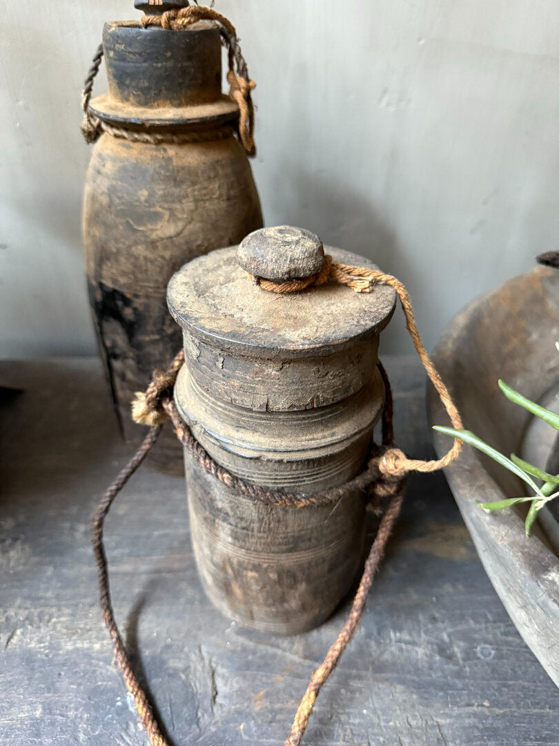 Houten kruikje met deksel