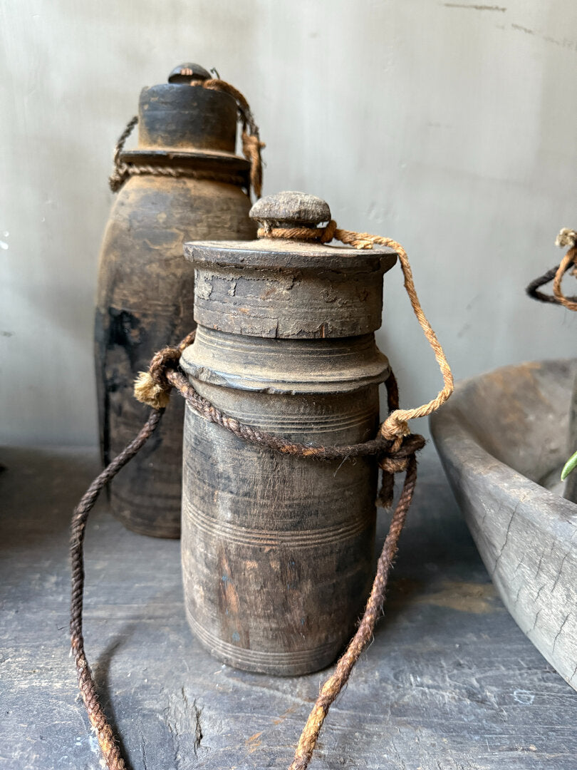 Houten kruikje met deksel