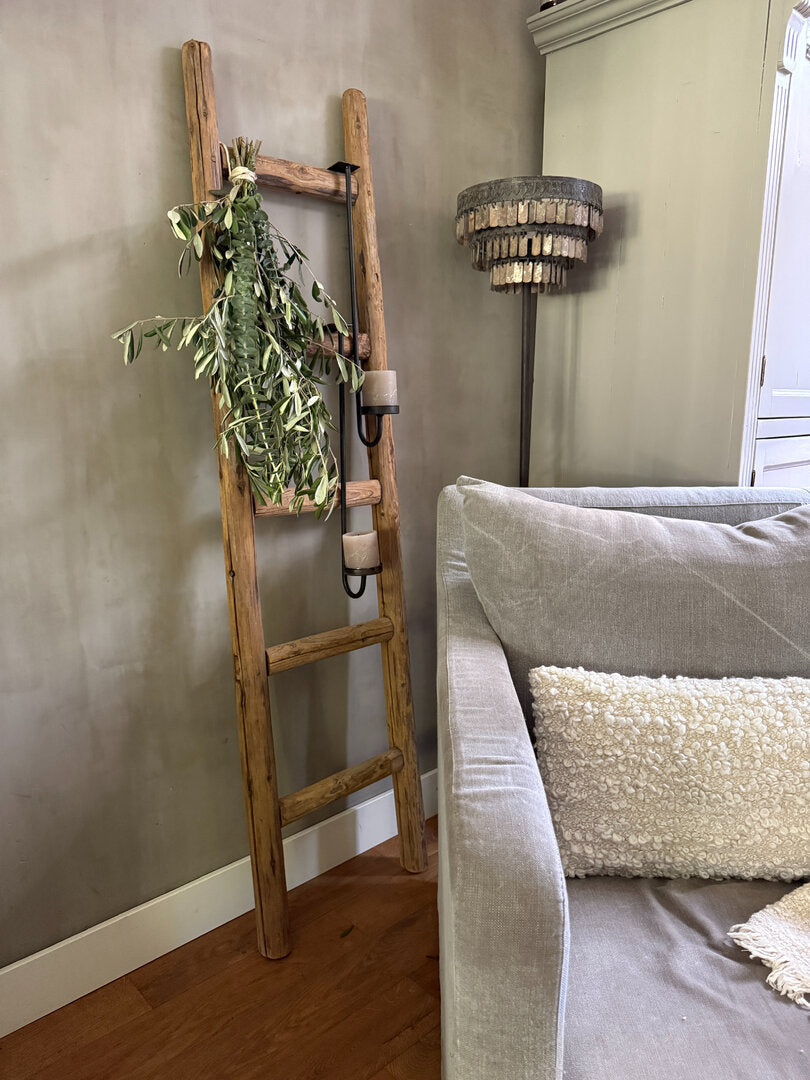Interieur decoratie set ladder met toef - My Sober Home