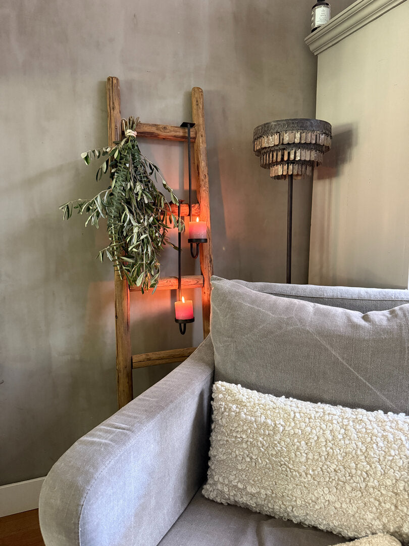 Interieur decoratie set ladder met toef - My Sober Home