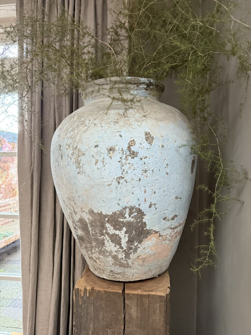 Luxe Indiase stenen kruik / pot blauw