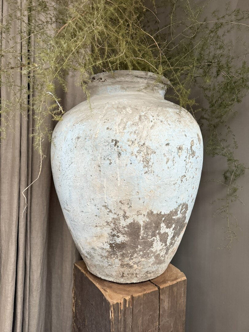 Luxe Indiase stenen kruik / pot blauw