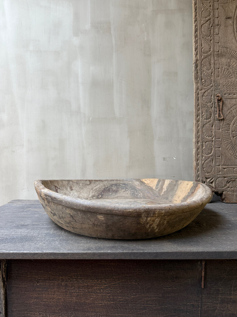 Oude houten schaal / bak xl - My Sober Home