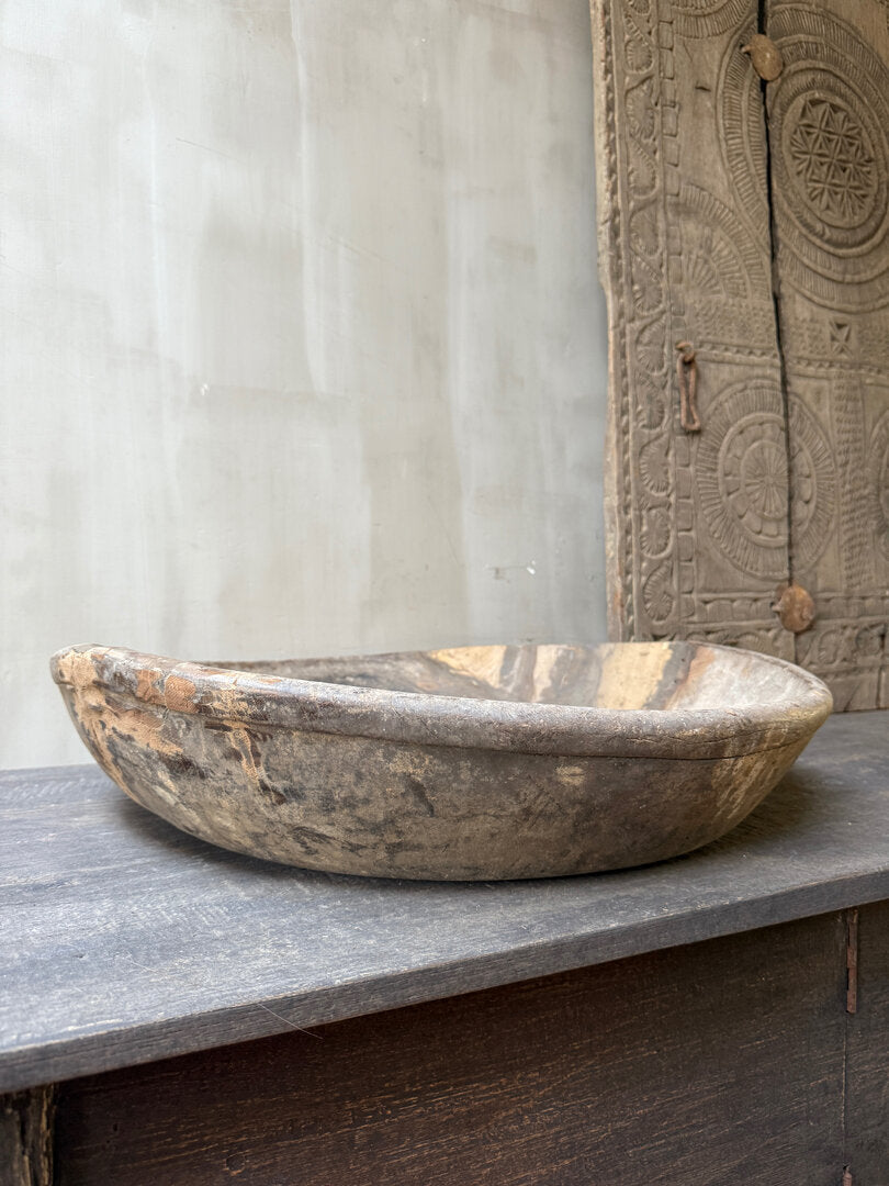 Oude houten schaal / bak xl - My Sober Home