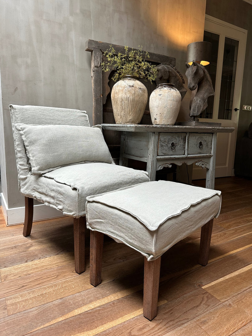 Linnen hocker Fem Taupe