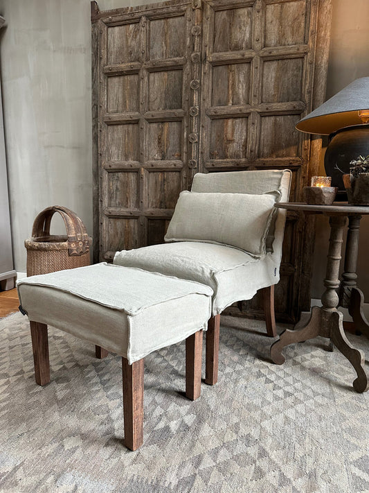 Linnen eetkamer stoel taupe