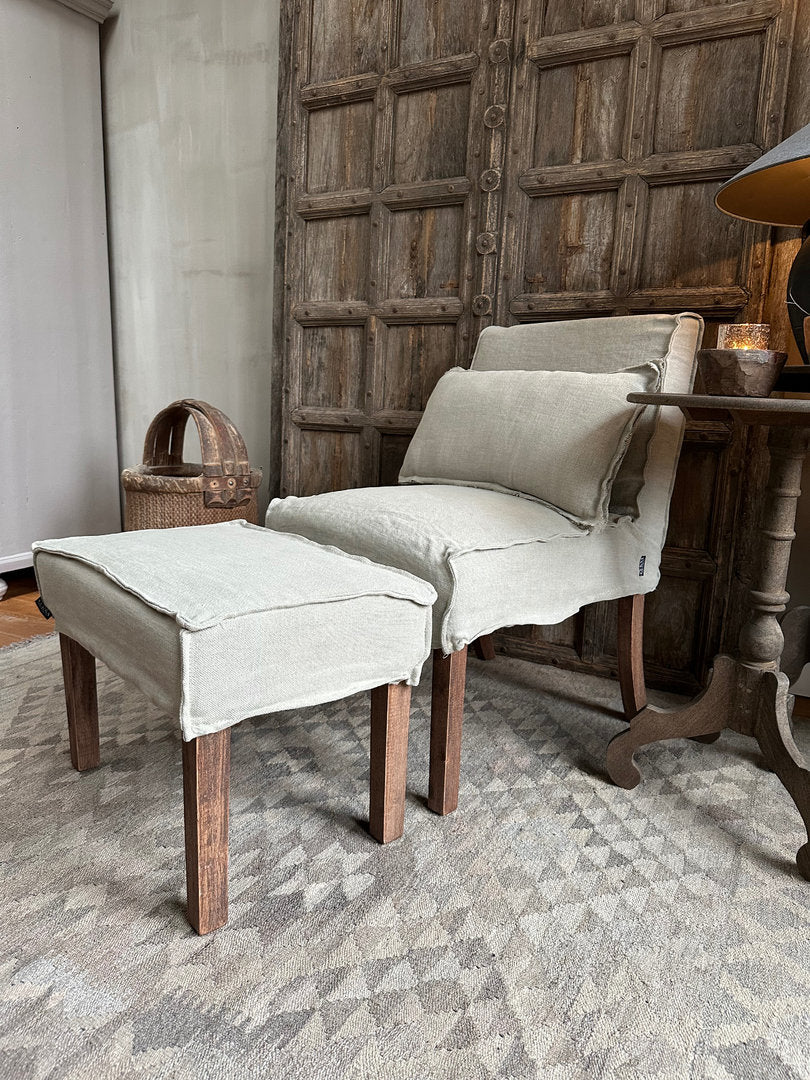 Linnen hocker Fem Taupe