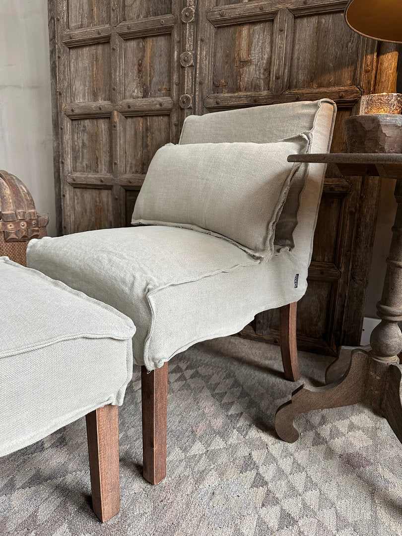 Linnen eetkamer stoel taupe