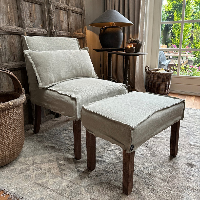 Linnen eetkamer stoel taupe