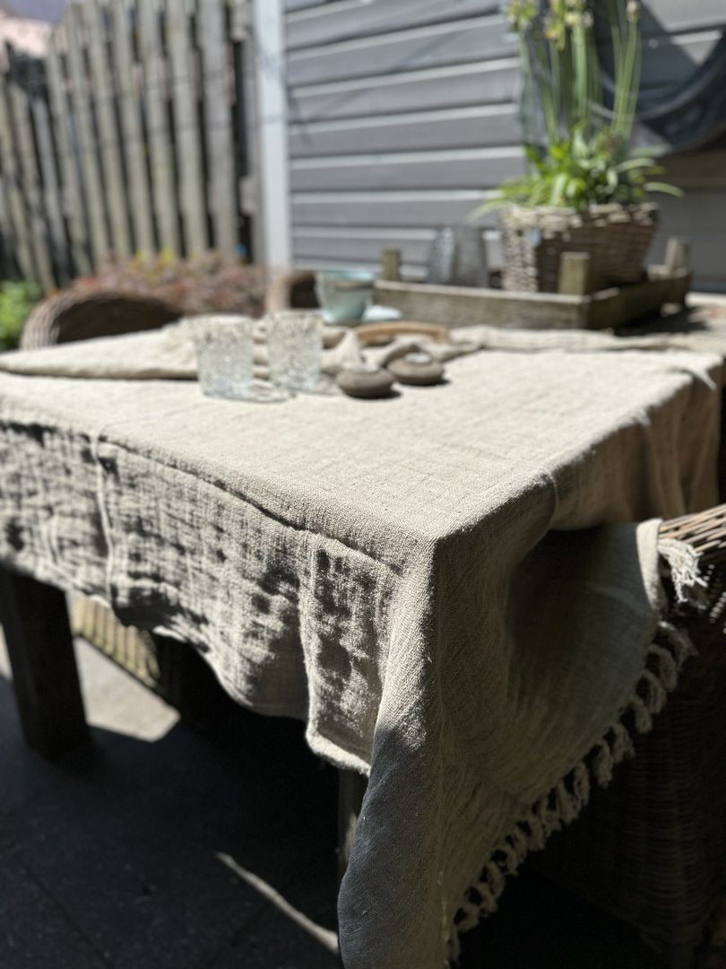 Linnen plaid naturel - My Sober Home