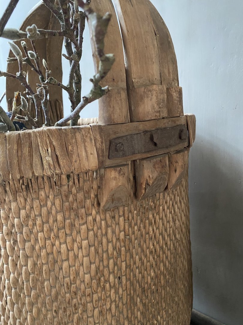 Interieur decoratie set oude plukmand met hengsel - My Sober Home