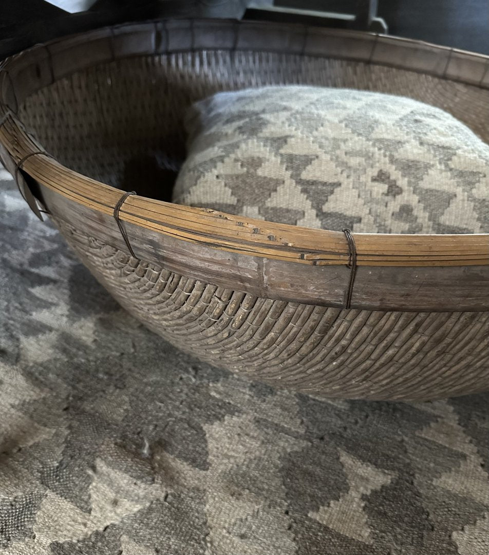 Antieke oosterse rijst mand vierkant - My Sober Home