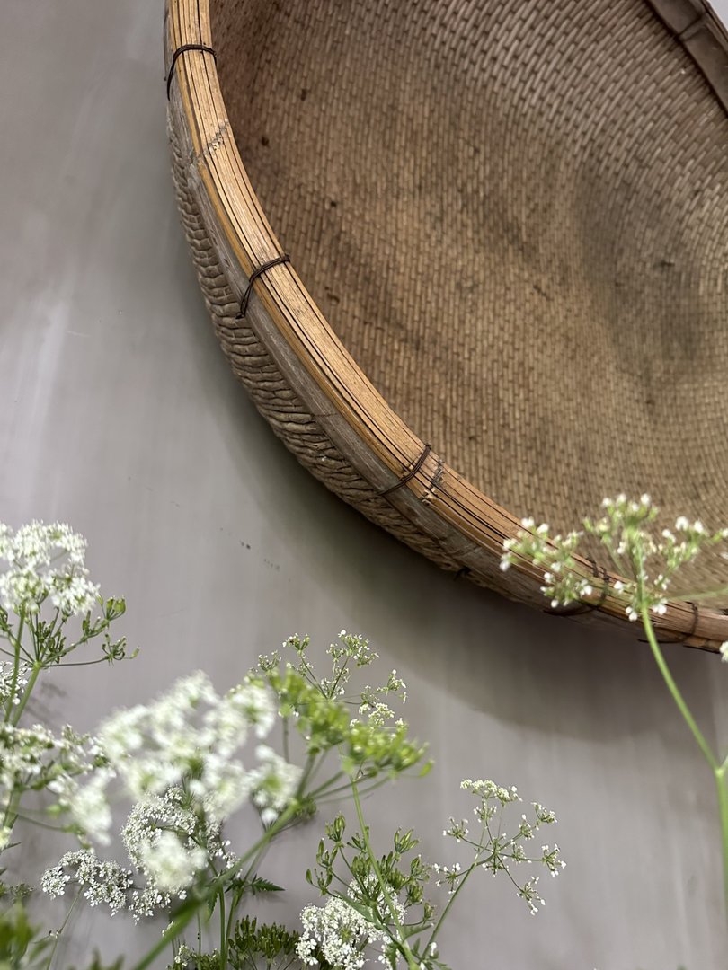 Antieke oosterse rijst mand vierkant - My Sober Home