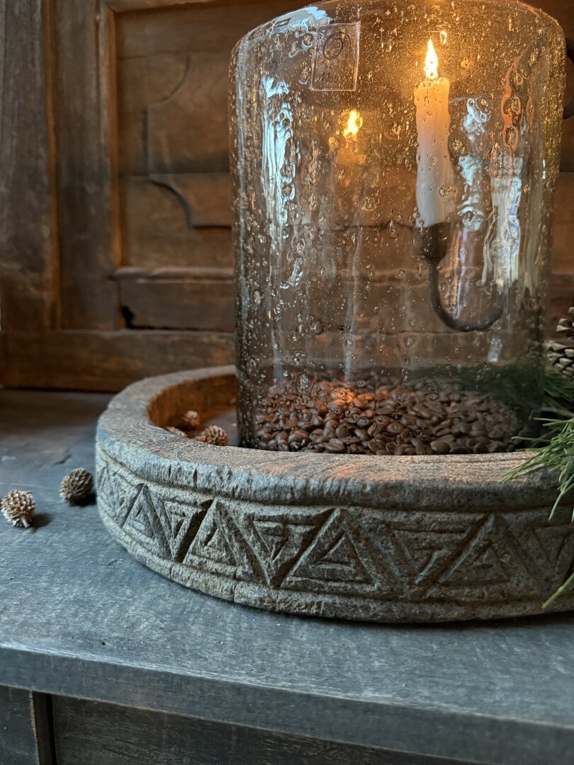 Interieur decoratie set schaal houtsnijwerk - My Sober Home