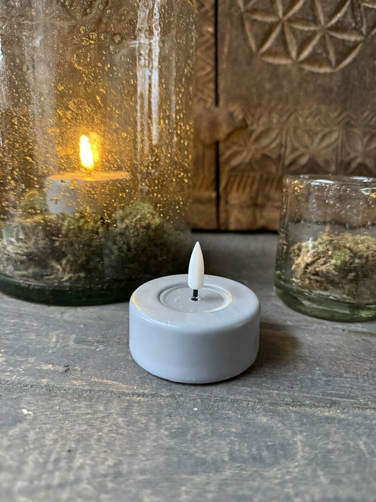 Waxinelichtje wax LED grijs Jumbo (2 stuks)